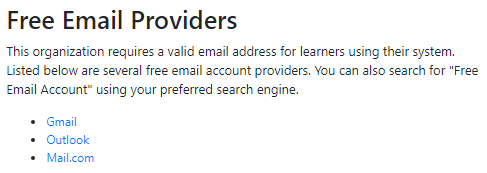 Free email providers.